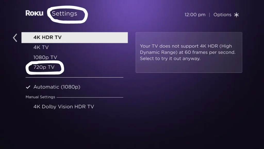 Change the Output Resolution of the Roku